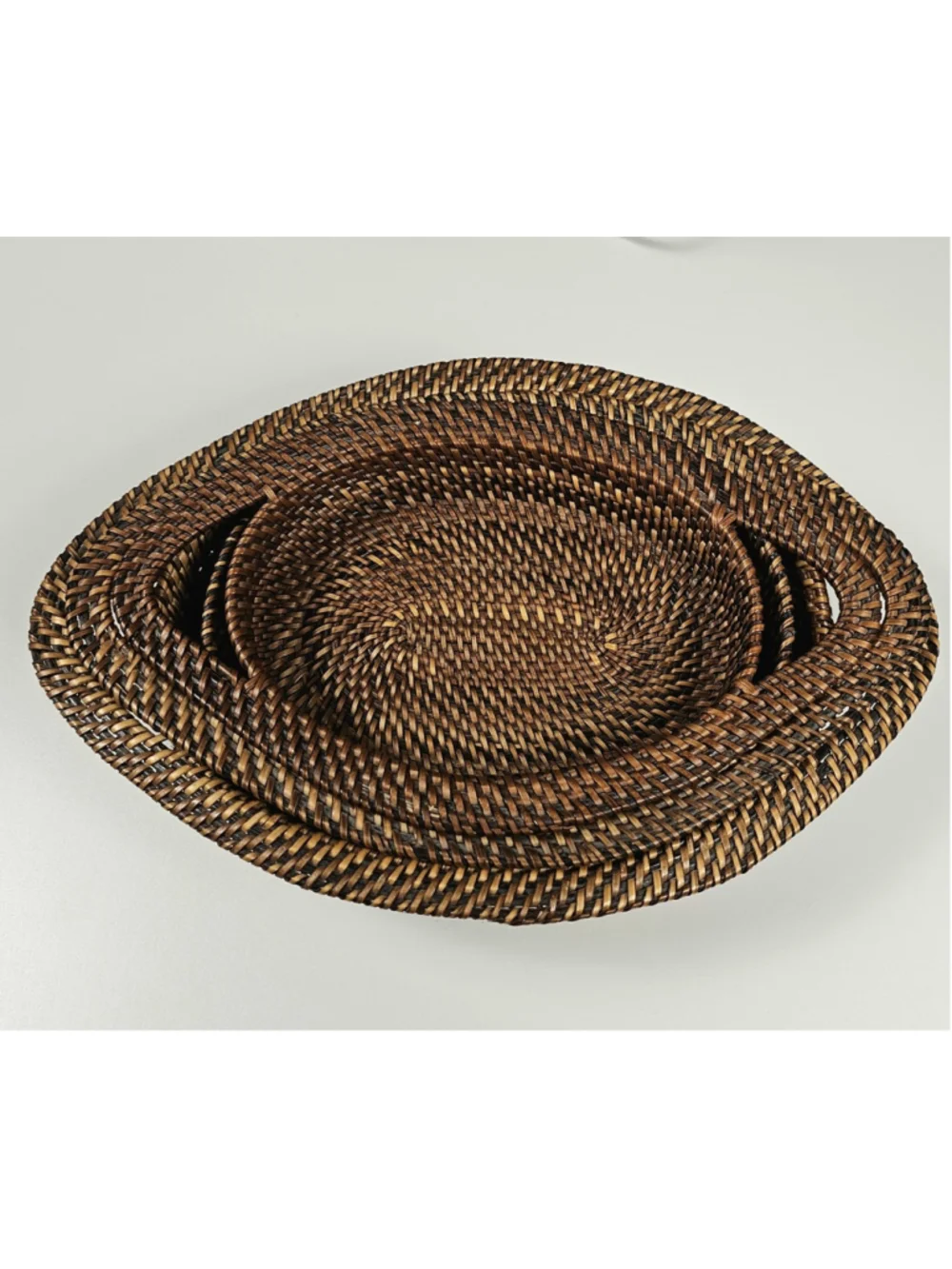 3 Tier Handwoven Rattan Basket Display Stand Tower Tabletop Kitchen Tray 11”
